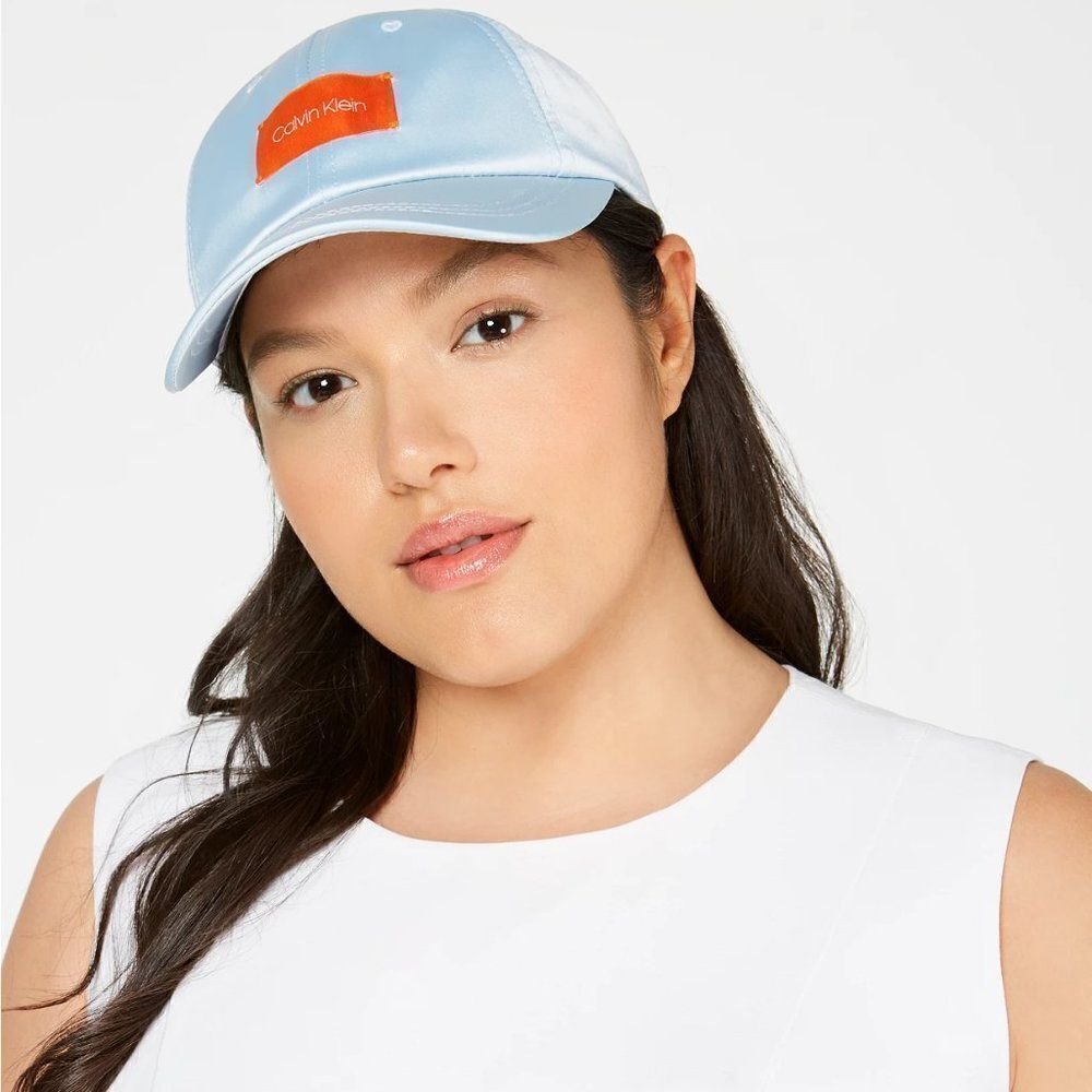 Calvin Klein Satin Baseball Hat, Pastel Blue